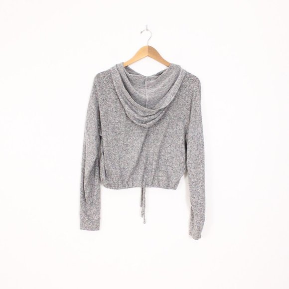 *La Senza Salt & Pepper Cropped Drawstring Hoodie - Picture 5 of 5